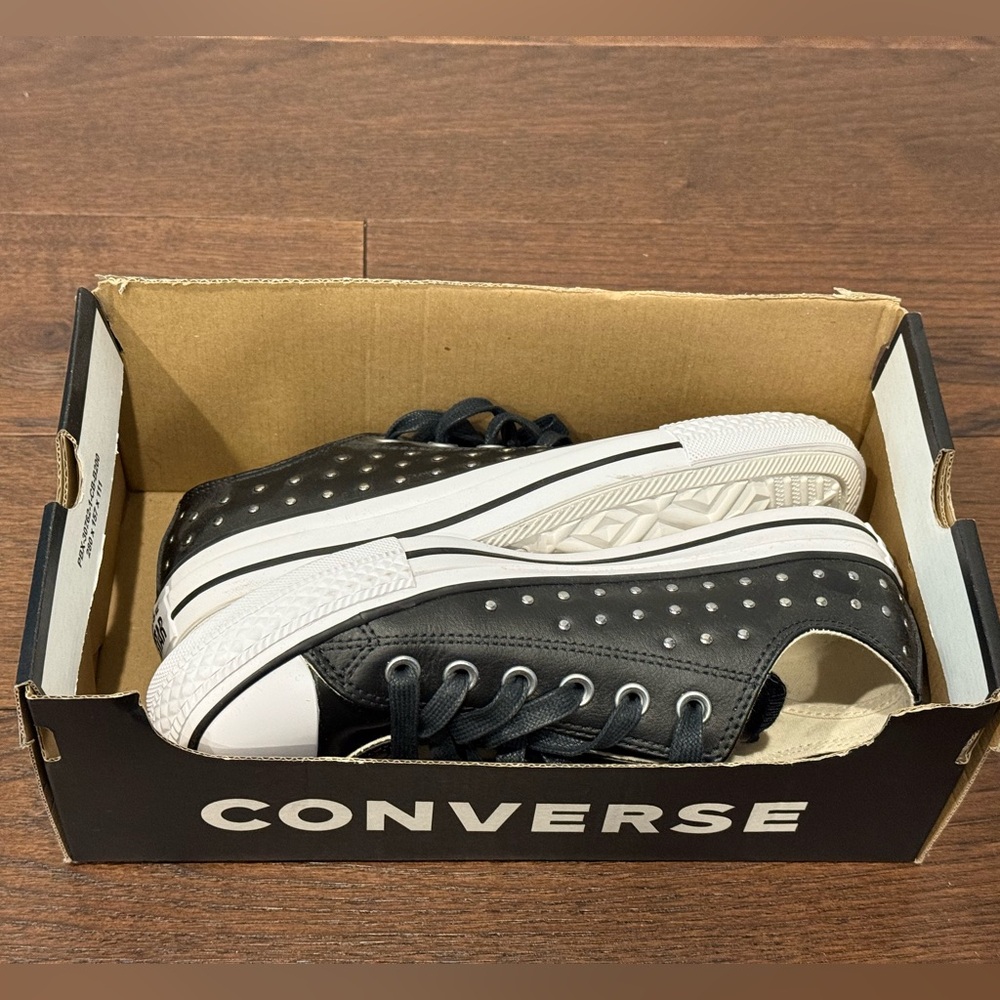 Converse Black Low Top Studded Sneakers - Picture 7 of 10
